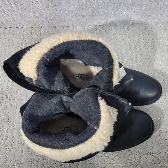 UGG Lorna Women's Size US 6 Black Suede Leather Ankle Biker Moto Boots 1095155 - Picture 11 of 11